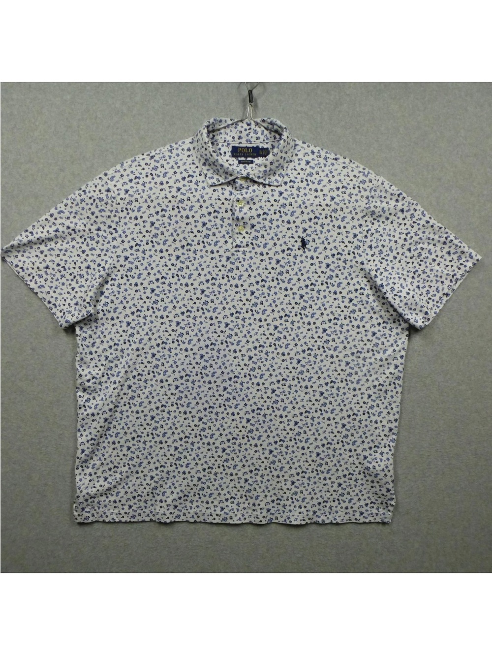 Polo by Ralph Lauren White Polo Shirt with Blue Floral Print XL